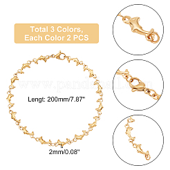 6Pcs 3 Color 304 Stainless Steel Dolphin Link Bracelets Set for Women&nbsp;BJEW-UN0001-23