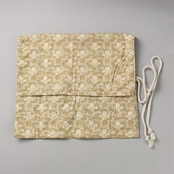 Flower Printed Polyester Cloth Knitting Tools Storage Roll Bags&nbsp;AJEW-WH20054-349A