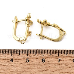 Flower Brass Micro Pave Clear Cubic Zirconia Hoop Earring Findings&nbsp;KK-Z154-06G