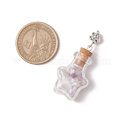 Natural Amethyst Chip Glass Bottle Pendants&nbsp;PALLOY-JF03582-01