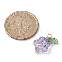 Transparent Glass Flower & Acrylic Leaf Pendants&nbsp;PALLOY-JF02287-02