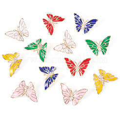 12Pcs 6 Colors Butterfly Enamel Pins&nbsp;JEWB-TA0001-24
