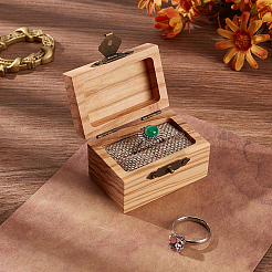 Wood and Sponge Iron Cuboid Ring Boxes&nbsp;CON-WH0200-07C