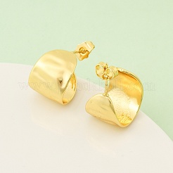 Brass C-Shaped Stud Earrings&nbsp;EJEW-F389-24G