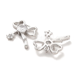 Brass Micro Pave Clear Cubic Zirconia Charms&nbsp;KK-C054-19P