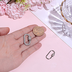 2Pcs 2 Styles Brass & Rhinestone & Cubic Zirconia Locking Carabiner&nbsp;KK-ME0004-97B
