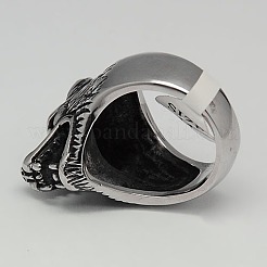 Unique Retro Men's 304 Stainless Steel Wolf Rings&nbsp;RJEW-F006-176