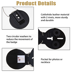 Cattlehide Leather Badge Holder&nbsp;AJEW-WH0696-023B