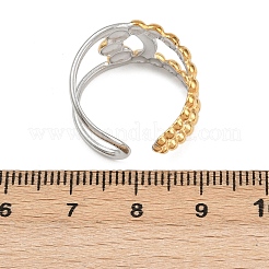 Adjustable 304 Stainless Steel Cuff Rings for Women&nbsp;RJEW-B135-01GP-10