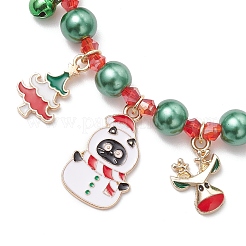 3Pcs 3 Colors Christmas Alloy Enamel Charm Bracelets&nbsp;BJEW-JB12075