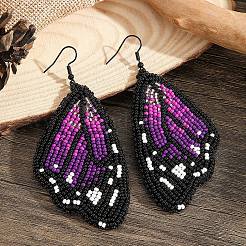 Bohemian Style Green Butterfly Wing Glass Bead Handmade Dangle Earrings&nbsp;GG1438