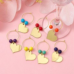Heart Acrylic Wine Glass Charms&nbsp;AJEW-JO00203