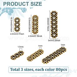 240Pcs 3 Styles Tibetan Style Alloy Spacer Bars&nbsp;FIND-PH0025-53