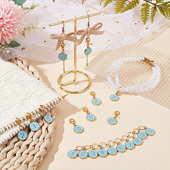1Pc Alloy Enamel Flat Round with Number Charm Knitting Row Counter Chains&nbsp;DIY-BC0006-92