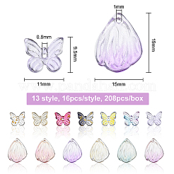 208Pcs Transparent Spray Painted Glass Charms&nbsp;GLAA-BC0001-14