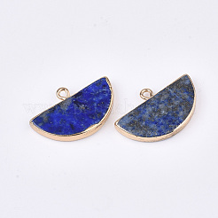 Electroplate Natural Lapis Lazuli Semi Circle Pendants&nbsp;G-S344-87D