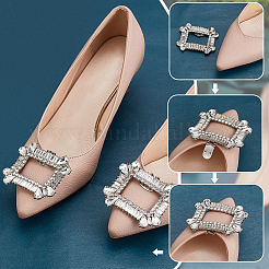 2Pcs Platinum Alloy & Rhinestone Detachable Shoe Buckle Clips&nbsp;FIND-FG0003-11