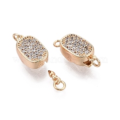 Brass Micro Pave Clear Cubic Zirconia Box Clasps&nbsp;KK-Q074-04G