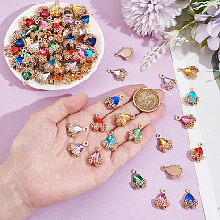 80Pcs 8 Colors Zinc Alloy with Cubic Zirconia Pendants&nbsp;FIND-UN0016-09