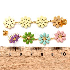 304 Stainless Steel Enamel Dangle Stud Earrings&nbsp;EJEW-K315-05G-02