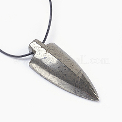 Adjustable Natural Pyrite Pendant Necklaces&nbsp;NJEW-JN02239