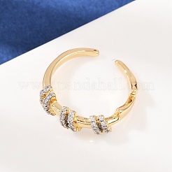 Brass Micro Pave Cubic Zirconia Adjustable Cuff Rings&nbsp;RJEW-C140-08G