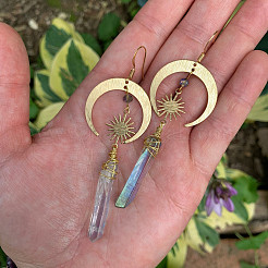 Alloy Natural Quartz Crystal Dangle Earrings&nbsp;FS-WG5338F-01