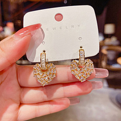 Brass Clear Cubic Zirconia Dangle Stud Earrings&nbsp;FS-WGC4A72-01