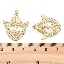 Brass Pave Cubic Zirconia Pendants&nbsp;KK-U009-10A-G