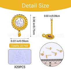 8 Pair 2 Color Flat Round Brass Micro Pave Cubic Zirconia Stud Earring Findings&nbsp;ZIRC-SZ0005-03