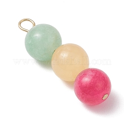 3Pcs 3 Styles Dyed Natural Malaysia Jade & Rose Quartz & Black Onyx(Dyed & Heated) & Labradorite Round Beaded Pendants&nbsp;PALLOY-JF04053-01