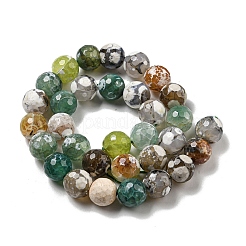 Faceted Natural Fire Crackle Agate Beads Strands&nbsp;G-F447-12mm-N03