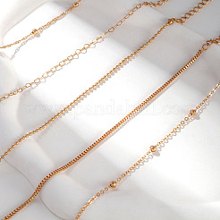 5Pcs 5 Styles Alloy Box Chain & Figaro Chain & Heart Link Chain & Ball Chain & Cable Chain Bracelets for Women&nbsp;WG8BA68-02