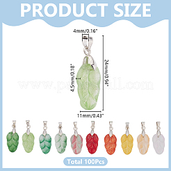 100Pcs Leaf Gradient Color Baking Paint Glass Pendants&nbsp;PALLOY-AR00028