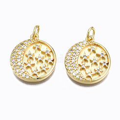 Brass Micro Pave Clear Cubic Zirconia Pendants&nbsp;ZIRC-N039-135-NF