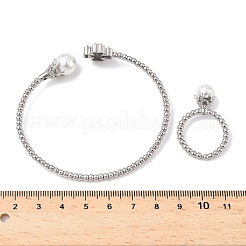 Heart Clover Brass Micro Pave Cubic Zirconia Cuff Bangles & Rings Sets for Women&nbsp;SJEW-R002-02P-01