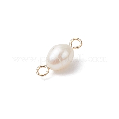 Natural Cultured Freshwater Pearl Rice Connector Charms&nbsp;PALLOY-JF04478-01
