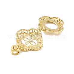 Rack Plating Brass Micro Pave Cubic Zirconia Locket Pendants&nbsp;KK-C241-02G