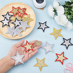 20Pcs 4 Colors Star Polyester Cloth Patches&nbsp;PATC-GF0001-77