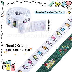 2 Rolls 2 Styles School Season Theme Polyester Colorful Printed Grosgrain Ribbon&nbsp;OCOR-GF0004-23C