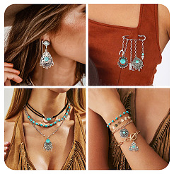 27Pcs 9 Styles Alloy & Synthetic Turquoise Chandelier Component Links&nbsp;FIND-TA0010-42A