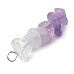Gradient Color Natural Quartz Crystal & Natural Lavender Amethyst & Natural Blue Lace Agate Chip Beaded Pendants&nbsp;PALLOY-JF02790-03