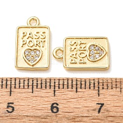 Brass Micro Pave Clear Cubic Zirconia Charms&nbsp;CU-CBA2907-07G