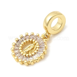 Brass Pave Clear Cubic Zirconia European Dangle Charms&nbsp;KK-A296-06A-G