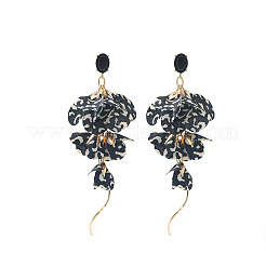 Bohemian Style Alloy & Leopard Print Cloth Stud Earrings&nbsp;FS-WG62249-03