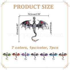 7Pcs 7 Colors Dragon Enamel Pins&nbsp;JEWB-HY0001-65