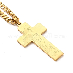 304 Stainless Steel Cross Pendant Necklaces&nbsp;NJEW-M197-04G