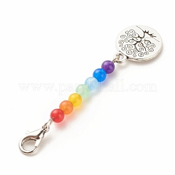 Chakra Theme Natural & Dyed Malaysia Jade Beaded Pendant Decorations&nbsp;HJEW-JM00641-03