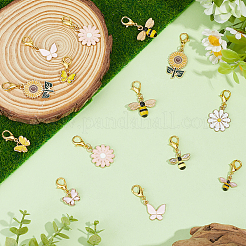 20Pcs 10 Styles Bees Flower Butterfly Alloy Enamel Pendant Decorations&nbsp;HJEW-BM0001-17