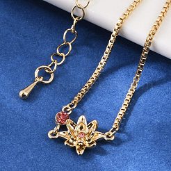 Brass Micro Pave Cubic Zirconia Birthday Flower Link Bracelets&nbsp;BJEW-U031-01G-07
